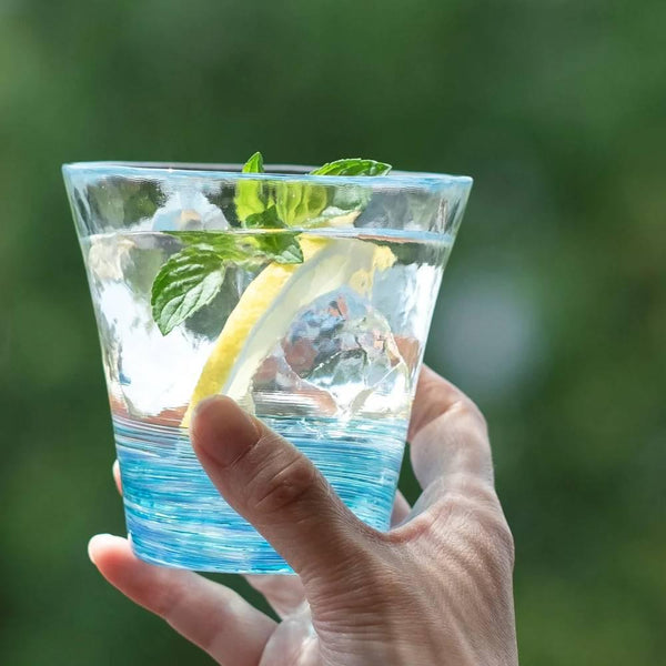 Aderia 手工水杯柔軟旋轉藍色圖案 260ml