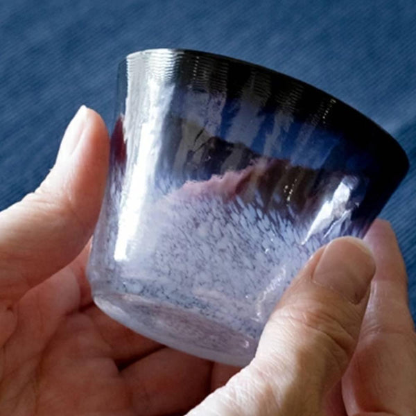 Aderia 手工清酒杯小酒杯生動紫色圖案 75 毫升