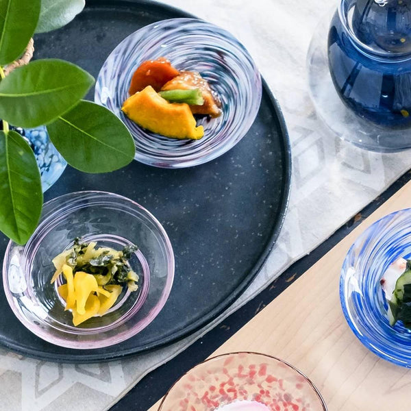 Aderia 手工小玻璃盤彩色螺旋設計 100 毫米