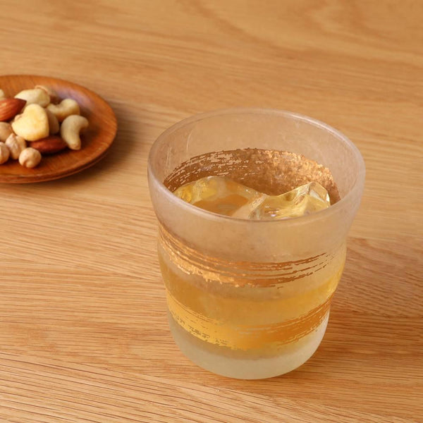 Aderia 優質金色圖案磨砂老式岩石玻璃 335 毫升