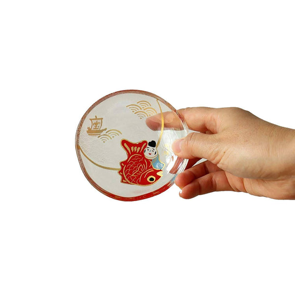 Aderia 小玻璃盤 幸運海鯛圖案 90 毫米