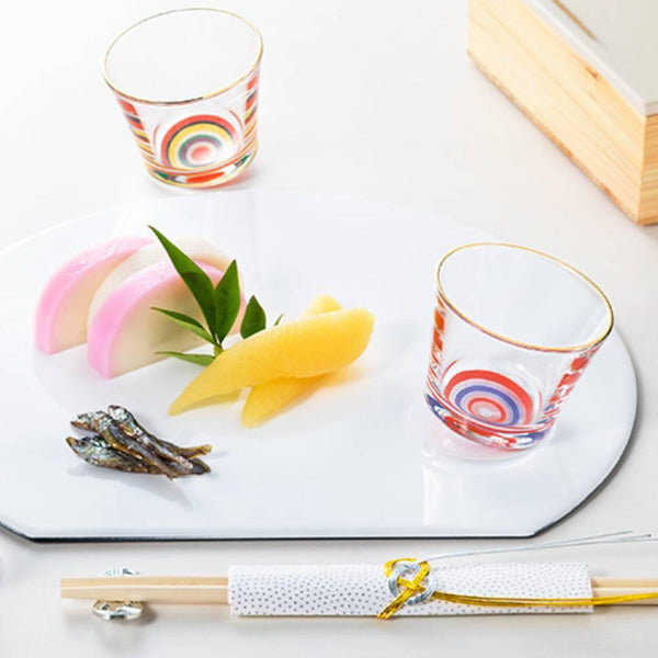 Aderia 時尚短杯現代紅藍圖案 280ml