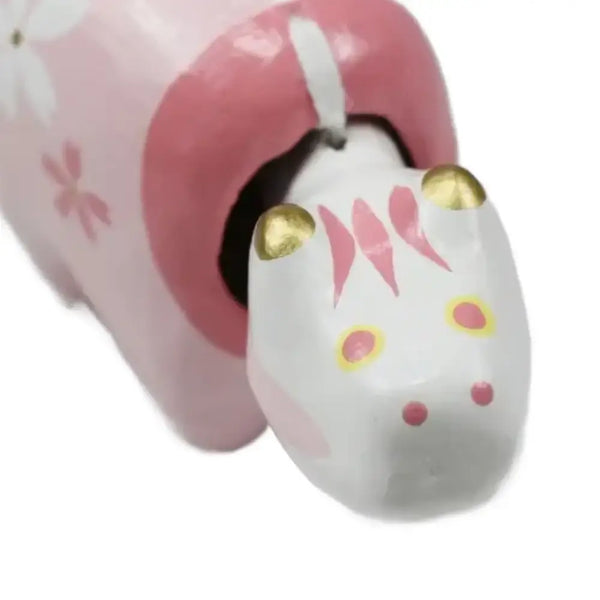 Akabeko 櫻花粉紅幸運牛雕像手工製作 家庭