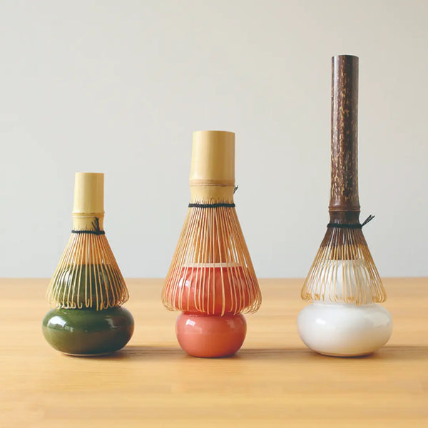 Chasen Tate Hasami Ware 瓷器抹茶攪拌器支架雙尺寸黑色