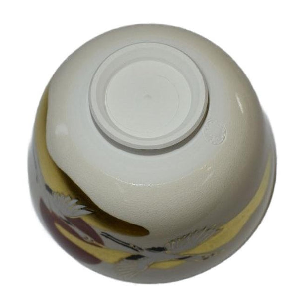 手工茶碗鶴和旭日設計抹茶杯茶碗