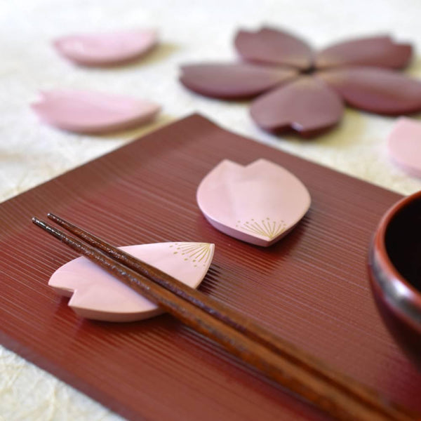 裝飾筷架櫻花花瓣形粉紅色 1 件