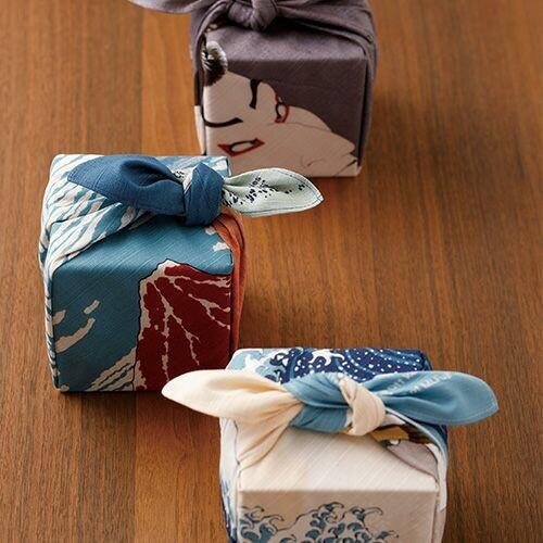 風呂敷紅富士浮世繪藝術棉質包裹布 48x48 厘米