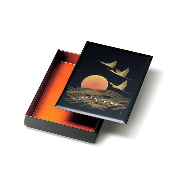 Isuke 手工漆木 A4 收納盒日出鶴