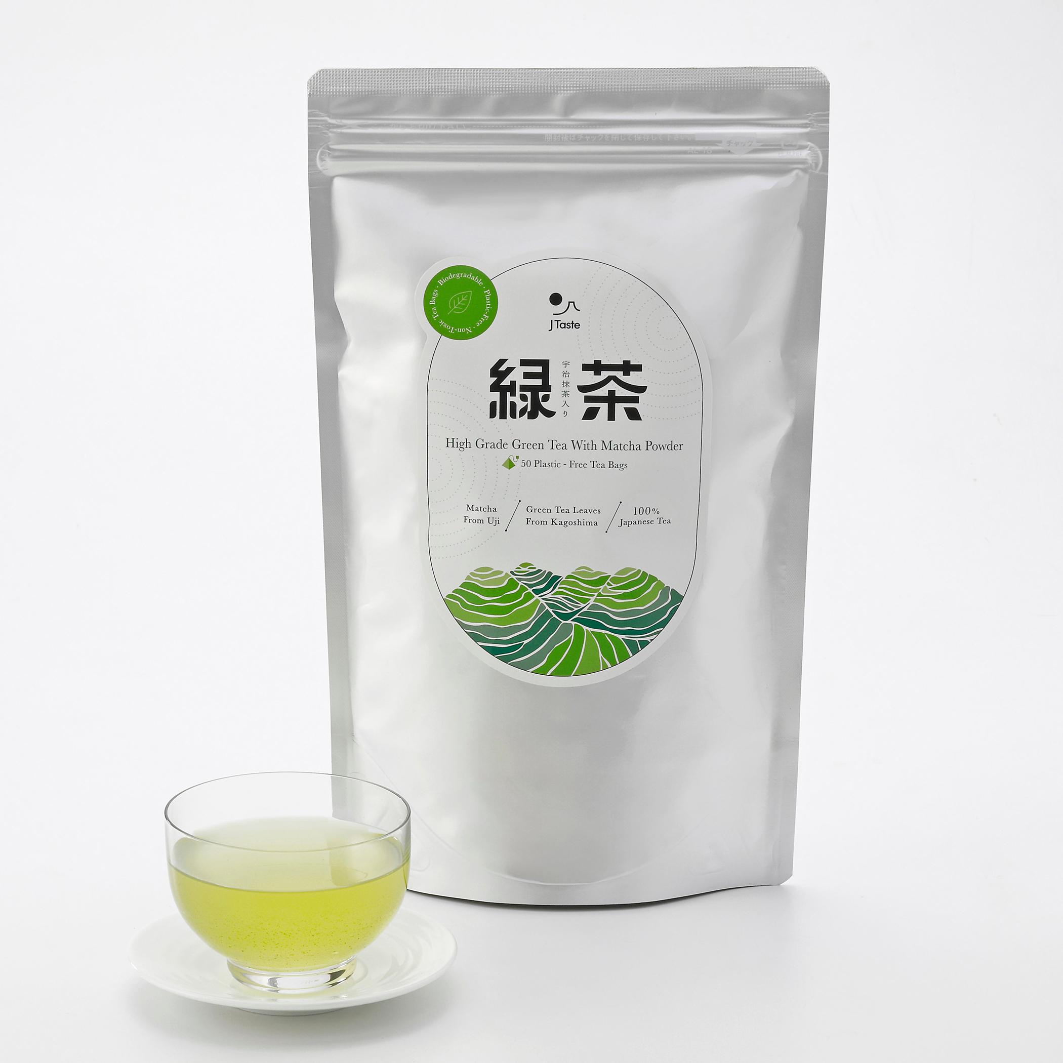 J Taste 高級抹茶綠茶可生物降解茶包 50 克拉。
