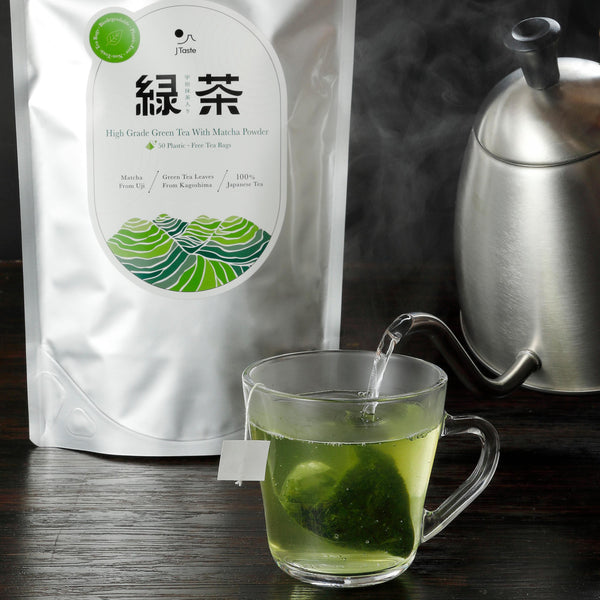 J Taste 高級抹茶綠茶可生物降解茶包 50 克拉。