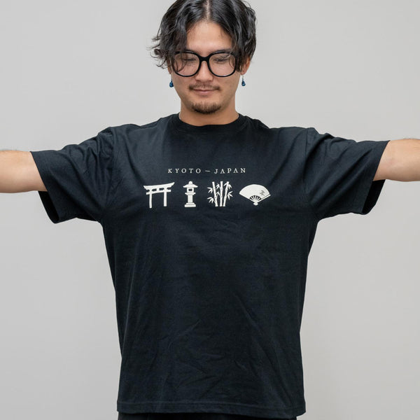 J Taste 京都圖案 T 卹 傳統日本圖案 T 卹 黑色
