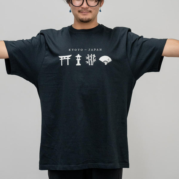J Taste 京都圖案 T 卹 傳統日本圖案 T 卹 黑色