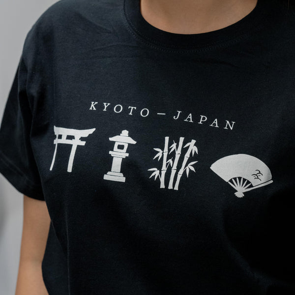 J Taste 京都圖案 T 卹 傳統日本圖案 T 卹 黑色