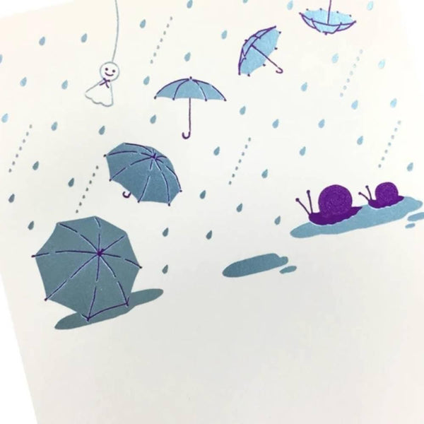 六月季節性鋁箔郵票明信片雨天設計