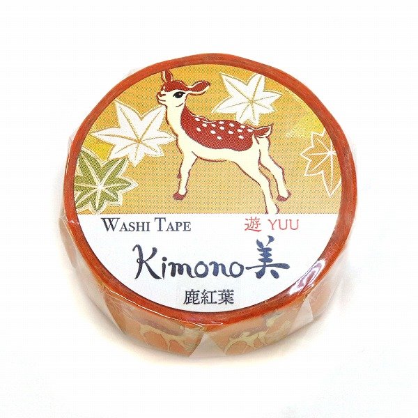 Kamiiso Kimono Washi 膠帶 鹿楓葉圖案遮蔽膠帶