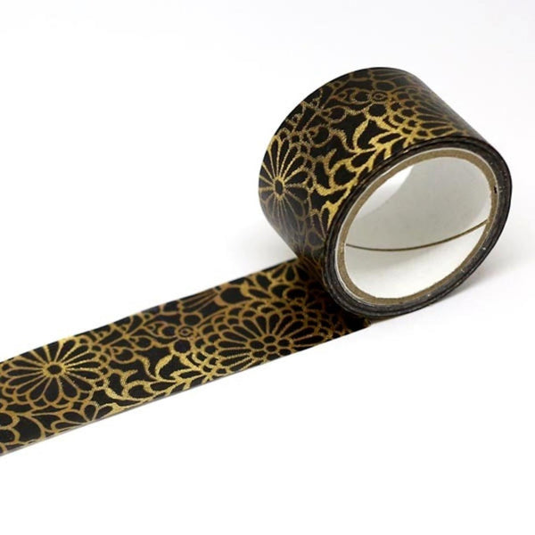 Kamiiso 和服和紙膠帶 金菊花圖案遮蔽膠帶