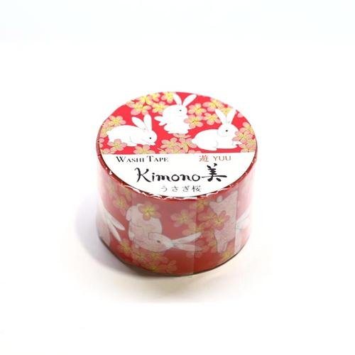 Kamiiso 和服紙膠帶 兔子櫻花圖案遮蔽膠帶