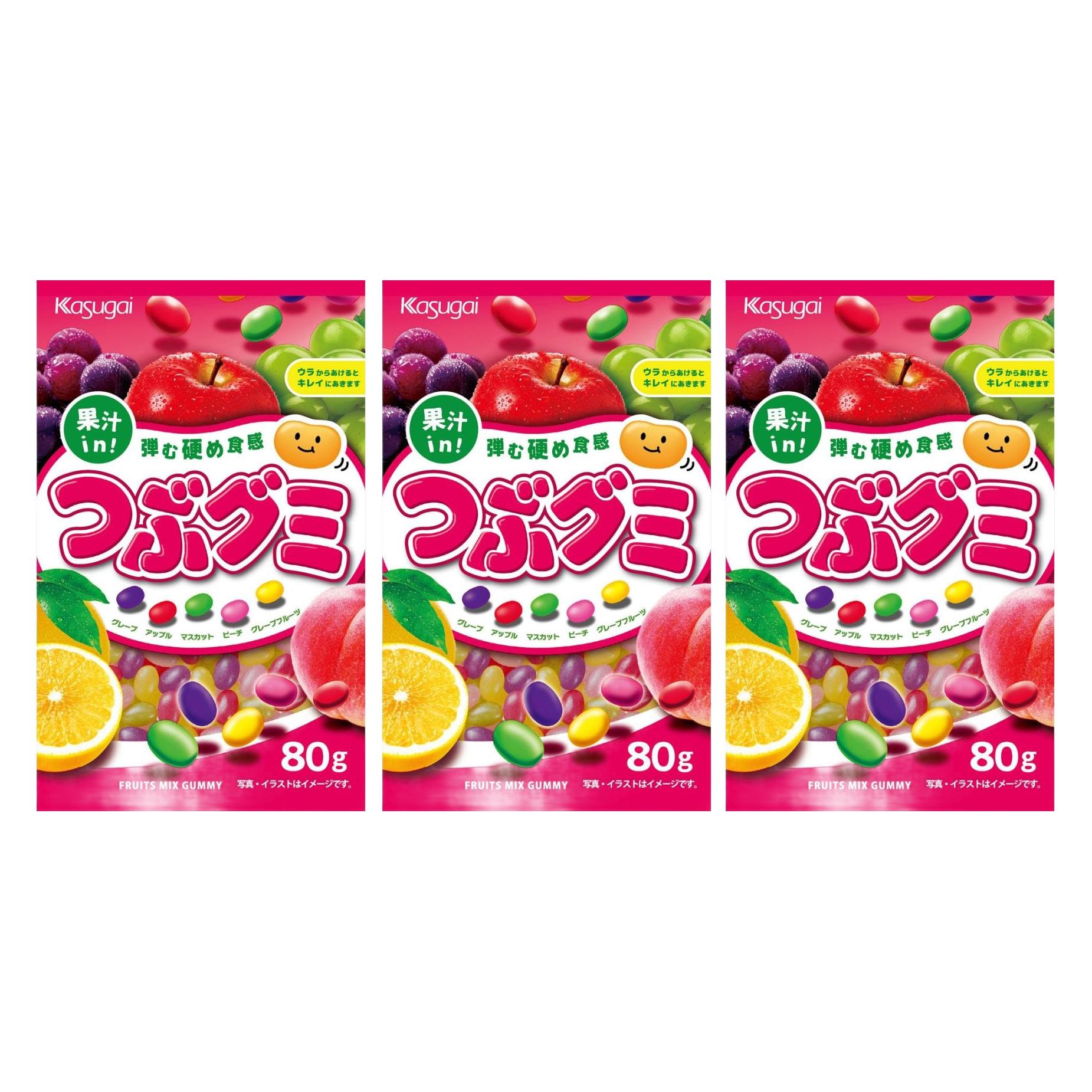 春日井 Tsubu 軟糖 混合水果味軟糖 80g(3 包)
