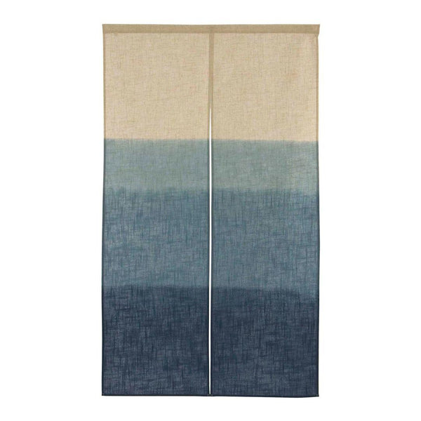 Noren 手工印花藍靛藍遮光圖案門亞麻窗簾