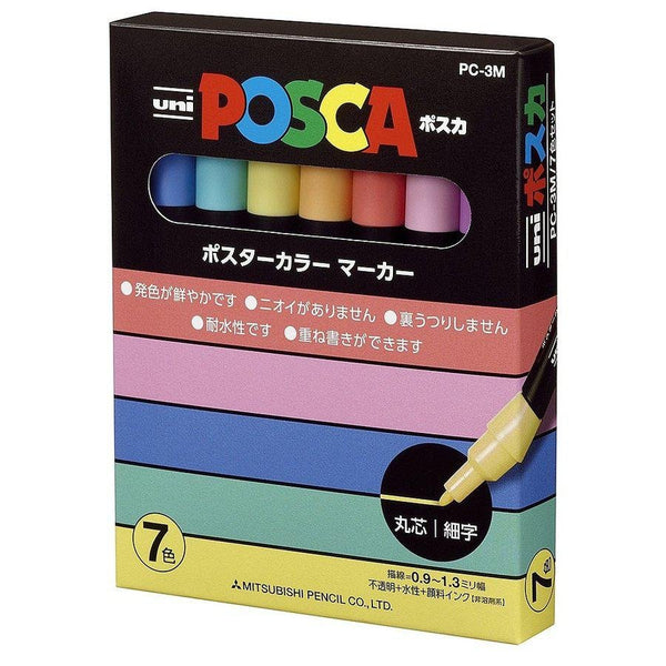 uni 三菱 Posca 油漆蠟筆套裝 7 色 PC-3M 7C
