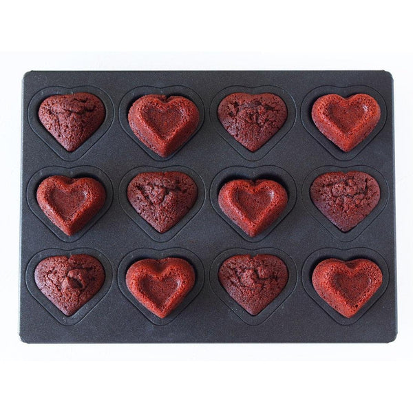 松永雙心蛋糕模(鐵氟龍塗佈烘焙模)12孔