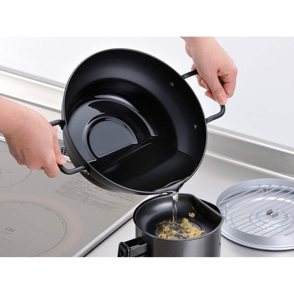 Wahei Freiz 電磁鐵油炸鍋帶蓋和瀝油架 24 厘米