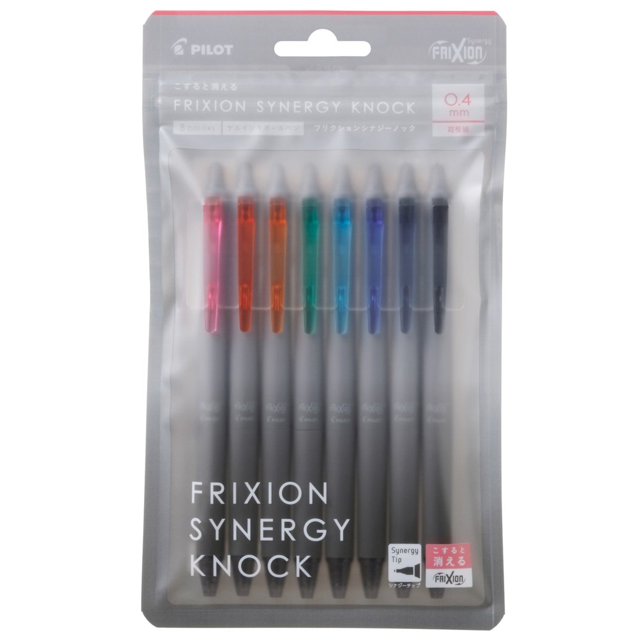 Pilot Frixion Synergy Knock 可擦中性墨水筆 8 色裝 0.4 毫米