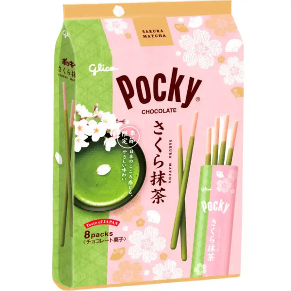 Pocky 櫻花抹茶巧克力薄餅乾棒 8 克拉(3 件裝)