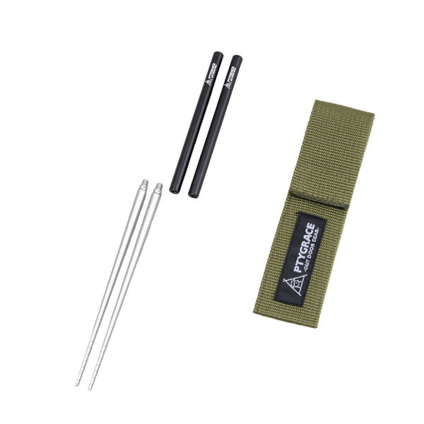 Ptygrace 緊湊型可拆卸筷子(附盒子)適合露營和旅行