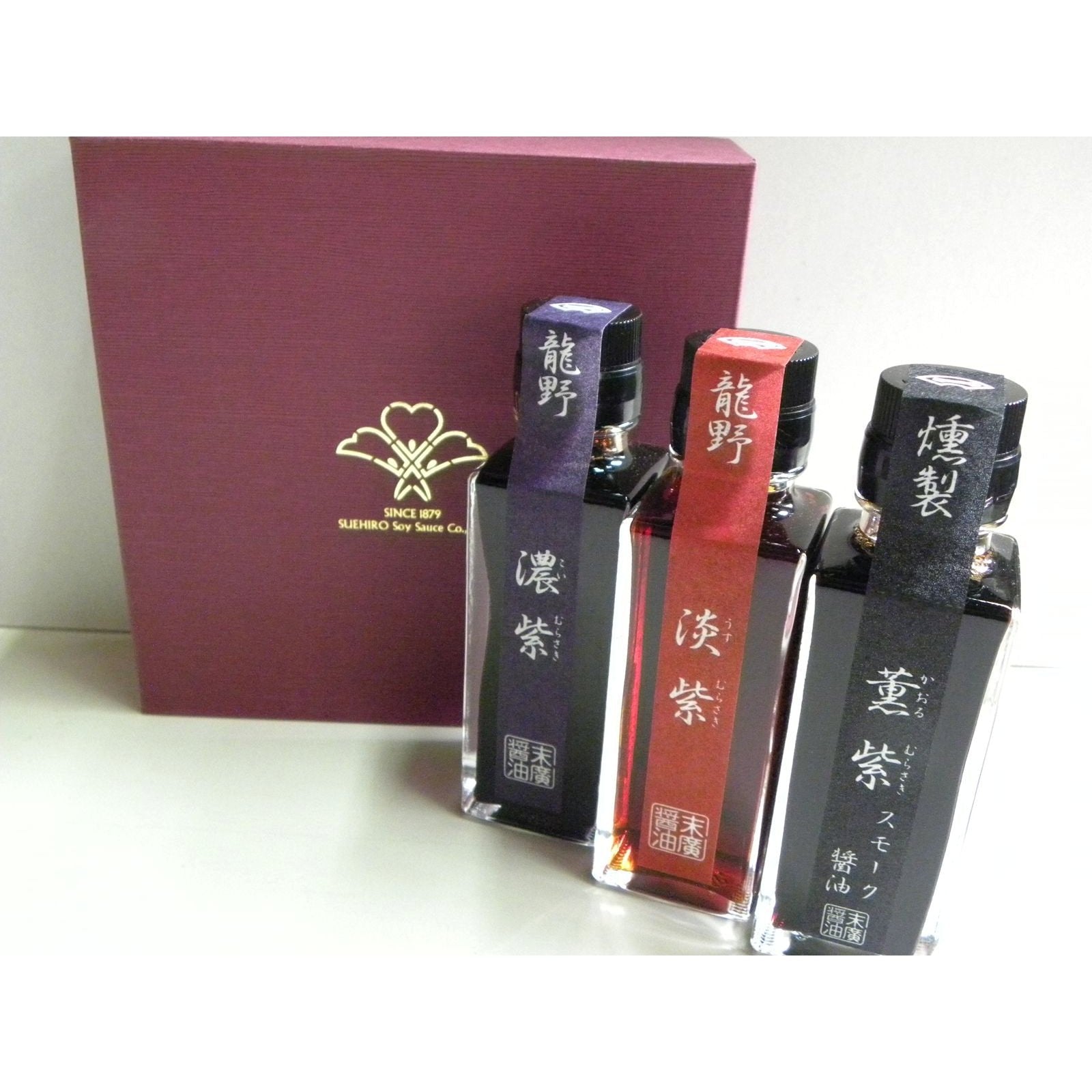 Suehiro Premium 薄口、最細米和煙熏醬油 3 瓶禮品套裝