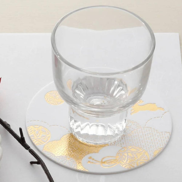 厚紙杯墊優雅金箔兔子設計 3 克拉。