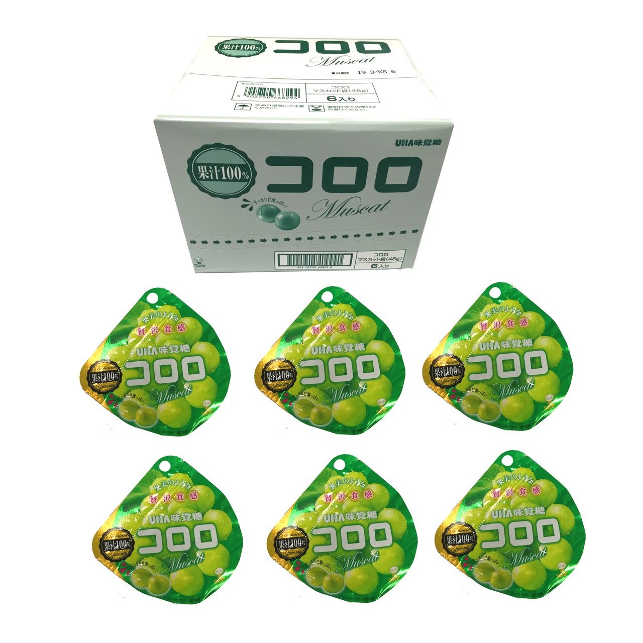 UHA 味覺糖 Kororo 白玫瑰香葡萄軟糖 48g (6 包)