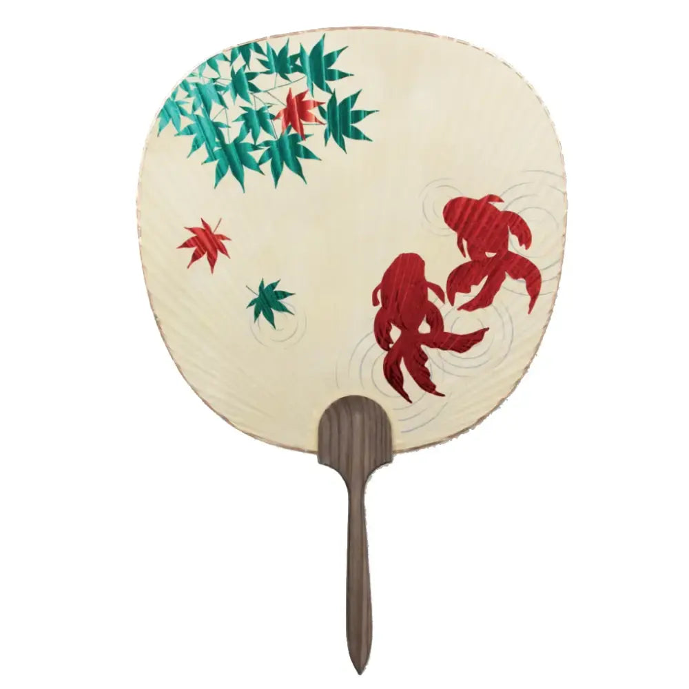 Uchiwa 非折疊紙扇箔印楓木和金魚