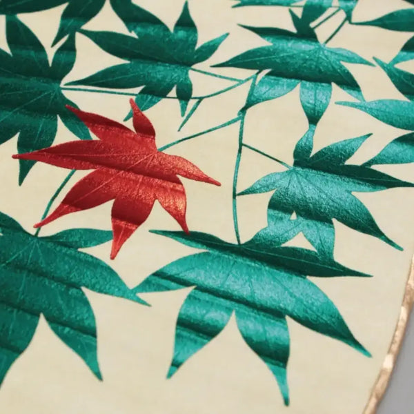 Uchiwa 非折疊紙扇箔印楓木和金魚