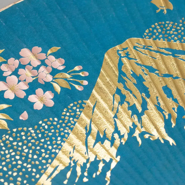 Uchiwa 非折疊紙扇箔印有富士山和櫻花