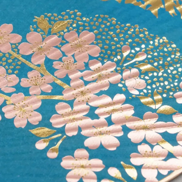 Uchiwa 非折疊紙扇箔印有富士山和櫻花