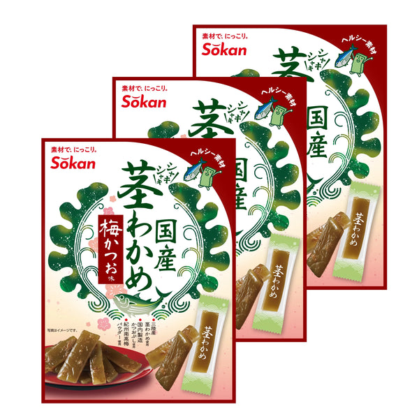 Sokan Ume & Bonito 風味裙帶菜莖海藻點心 63g (3 包)