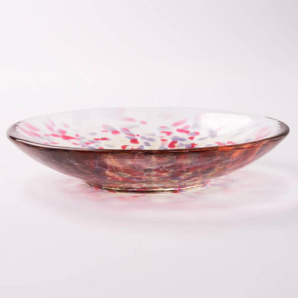Aderia 手工小玻璃盤粉紅色花朵設計 100 毫米
