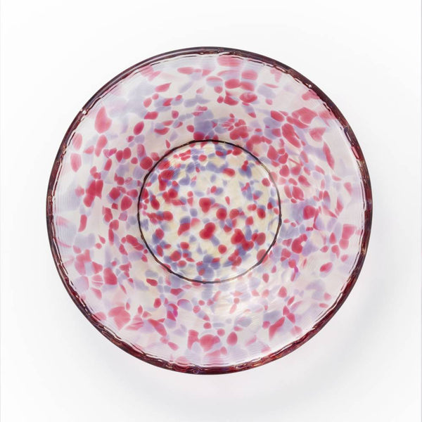 Aderia 手工小玻璃盤粉紅色花朵設計 100 毫米