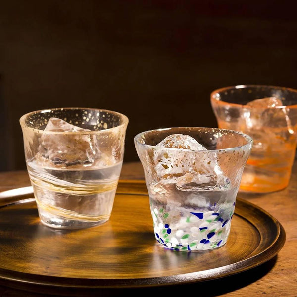 Aderia 手工飲用岩石玻璃旋轉黃色圖案 300ml