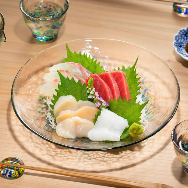 Aderia 大玻璃餐盤藍色煙火設計 230 毫米