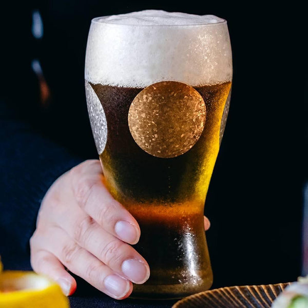Aderia 高級金日銀月磨砂啤酒杯 380ml
