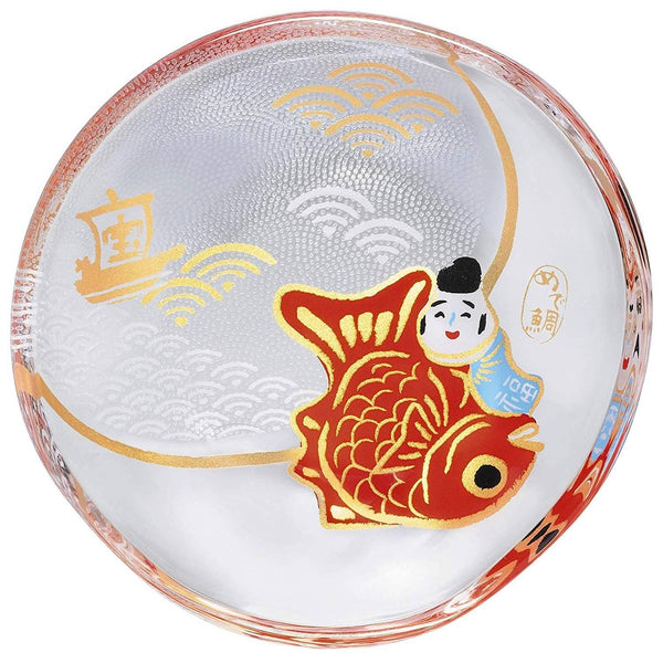 Aderia 小玻璃盤 幸運海鯛圖案 90 毫米