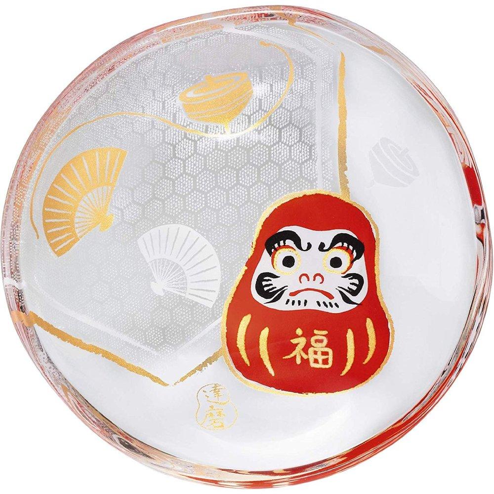 Aderia 小玻璃盤金箔達摩圖案 90 毫米