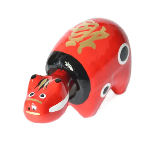 Akabeko 紅色幸運牛雕像手工製作日本 家庭