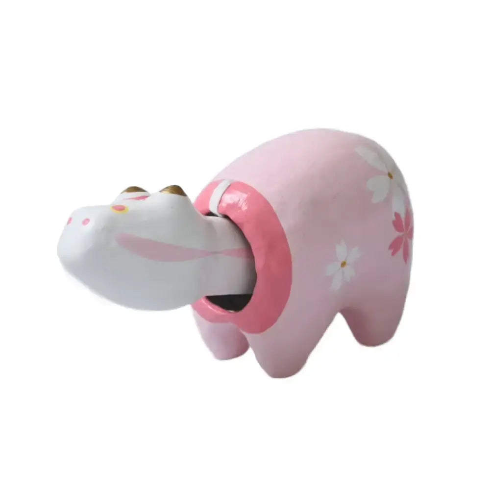 Akabeko 櫻花粉紅幸運牛雕像手工製作 家庭