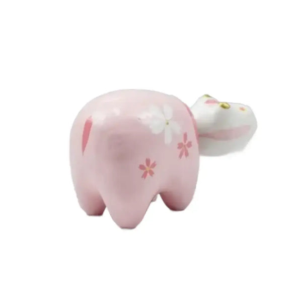 Akabeko 櫻花粉紅幸運牛雕像手工製作 家庭