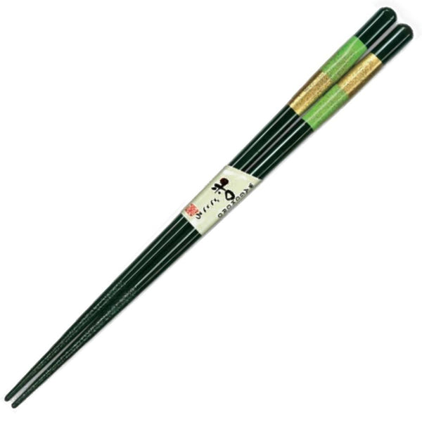 Aoba 可用洗碗機清洗木筷子青檸綠和金色帶子 23 厘米