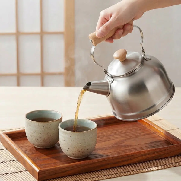 Chitose Stainless Steel Stovetop Kettle Bell-Shaped Wood Handle 1.5L
