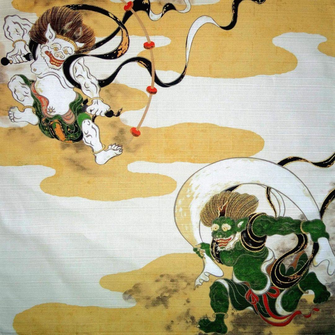 風呂敷風神雷神風雷神棉質裹布 48x48cm